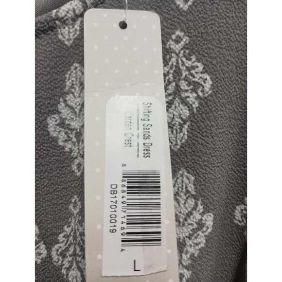 De Collection Womens Shifting Sand Dress Large Gray Garden Crest Midi Cottage - Picture 7 of 11
